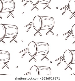 seamless pattern cartoon bedug or drum for Moslem to celebrate Eid. cute pattern for wallpaper, background