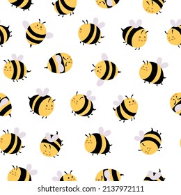 seamless pattern with cartoon bees. Colorful vector flat style for kids. hand drawing. baby design for fabric, print, wrapper, textile