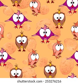 Seamless Pattern with cartoon birds 