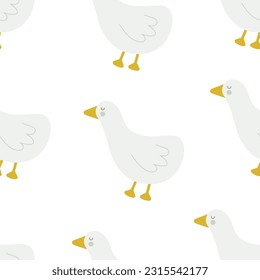 Seamless pattern with cartoon birds, decor elements. colorful vector for kids. hand drawing, flat style. baby design for fabric, print, textile, wrapper