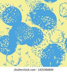 Seamless pattern with cartoon blowballs at yellow background.