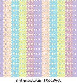 Seamless pattern with cartoon bones. Multi-colored palette. Yellow, blue, purple, beige, pink. Dense pattern creating colored stripes.