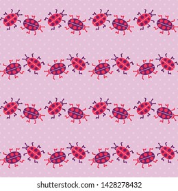 Seamless pattern with cartoon bugs. Vector illustratin