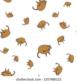Seamless pattern of cartoon bunnies denoting scorpio zodiac signs. Vector illustration on white background.