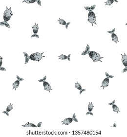 Seamless pattern of cartoon bunnies denoting pisces zodiac signs. Vector illustration on white background.