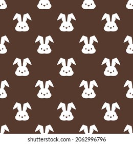 Seamless pattern with cartoon bunnies for kids. Abstract art print. Hand drawn background with cute animals. Vector illustration