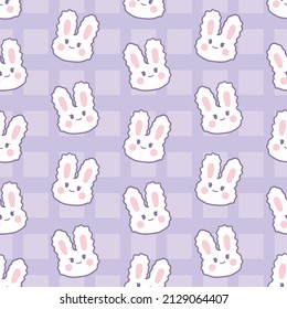 Seamless pattern with cartoon bunnies for kids. Hand drawn background with cute animals