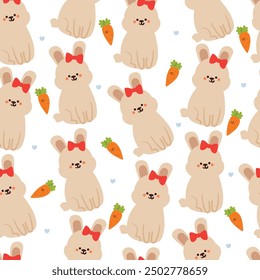 seamless pattern cartoon bunny and carrot. cute animal wallpaper for textile, gift wrap paper