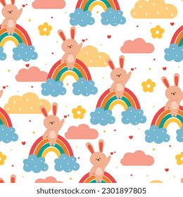 seamless pattern cartoon bunny. cute animal wallpaper for textile, gift wrap paper