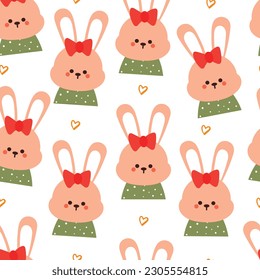 seamless pattern cartoon bunny. cute animal wallpaper for textile, gift wrap paper