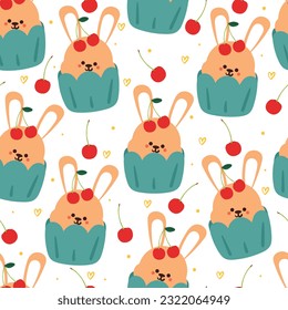 seamless pattern cartoon bunny. cute animal wallpaper for textile, gift wrap paper