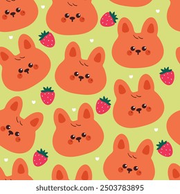 seamless pattern cartoon bunny. cute animal wallpaper for fabric print, gift wrap paper
