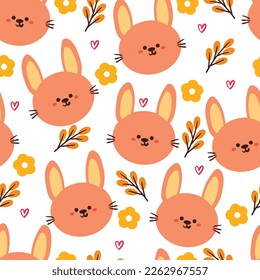 seamless pattern cartoon bunny and flower. cute animal wallpaper for textile, gift wrap paper