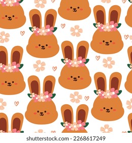 seamless pattern cartoon bunny and flower. cute animal wallpaper for textile, gift wrap paper