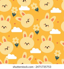 seamless pattern cartoon bunny and flower. cute animal wallpaper for textile, gift wrap paper