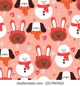 conejito de dibujos animados sin costura y cachorro. papel tapiz de animal lindo para textiles, papel de envoltura de regalo