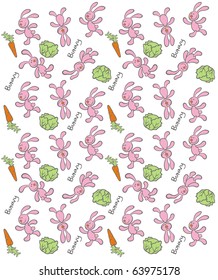 Seamless pattern with cartoon bunny. Vector illustration