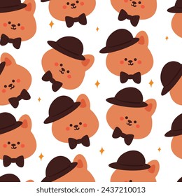 Nahtlose Muster Cartoon Hase Traghut. Nette Tiertapete für Textil, Geschenkpapier