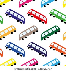 Seamless pattern with cartoon bus
