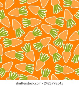 Seamless pattern with cartoon carrot. colorful vector. hand drawing, flat style. design for fabric, print, textile, wrapper