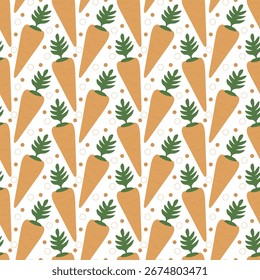 Seamless pattern with a cartoon carrot. Healthy carrot Repeating background