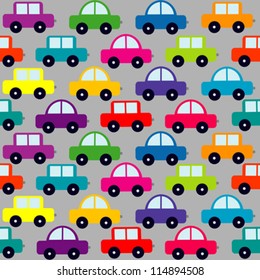 Seamless pattern with cartoon cars