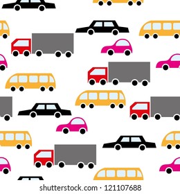 Seamless pattern with cartoon cars