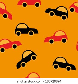 Seamless pattern with cartoon cars