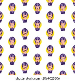 Seamless pattern cartoon cat in balloon design