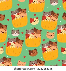 nahtlose Muster Cartoon Katze. süße Tapete aus Tieren für Textilien, Geschenkpapier