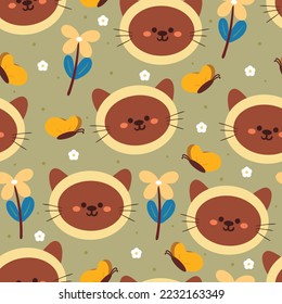 seamless pattern cartoon cat. cute animal wallpaper for textile, gift wrap paper