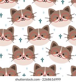 gato de dibujos animados sin costura. papel tapiz de animal lindo para textiles, papel de envoltura de regalo