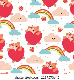 seamless pattern cartoon cat. cute animal wallpaper for textile, gift wrap paper