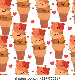 seamless pattern cartoon cat. cute animal wallpaper for textile, gift wrap paper