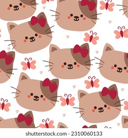 seamless pattern cartoon cat. cute animal wallpaper for textile, gift wrap paper