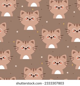 seamless pattern cartoon cat. cute animal wallpaper for textile, gift wrap paper