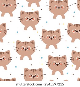 gato de dibujos animados sin costura. papel tapiz de animal lindo para textiles, papel de envoltura de regalo