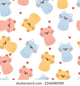 seamless pattern cartoon cat. cute animal wallpaper for textile, gift wrap paper