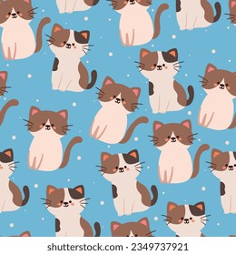 gato de dibujos animados sin costura. papel tapiz de animal lindo para textiles, papel de envoltura de regalo