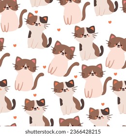 seamless pattern cartoon cat. cute animal wallpaper for textile, gift wrap paper 