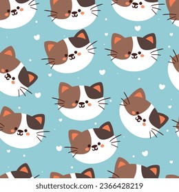 seamless pattern cartoon cat. cute animal wallpaper for textile, gift wrap paper 