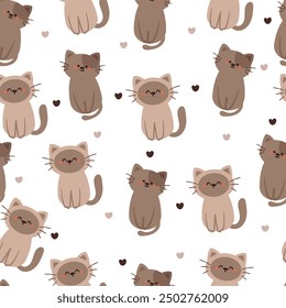 seamless pattern cartoon cat. cute animal and fruit wallpaper for fabric print, gift wrap paper