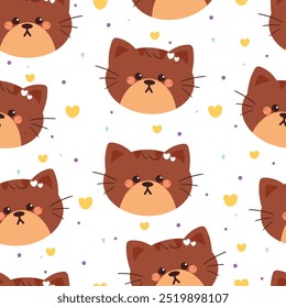 seamless pattern cartoon cat. cute animal wallpaper for fabric print, gift wrap paper