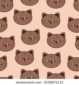 seamless pattern cartoon cat. cute animal wallpaper for fabric print, gift wrap paper