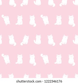 Seamless Pattern with Cartoon Cat Design on Pink Background