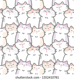 Seamless Pattern of Cartoon Cat Design