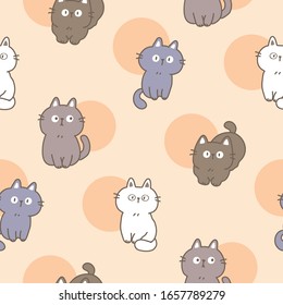 Diseño de gatos caricaturizados en fondo de color naranja