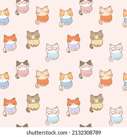 Diseño de gatos de dibujos animados en fondo rosa claro