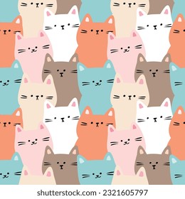 Seamless Pattern of Cartoon Cat Design