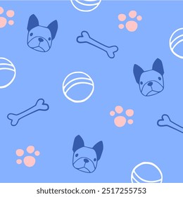Seamless Pattern of Cartoon Cat Design,  Hand Drawn Cartoon Cat Characters.Good for fabric, textile